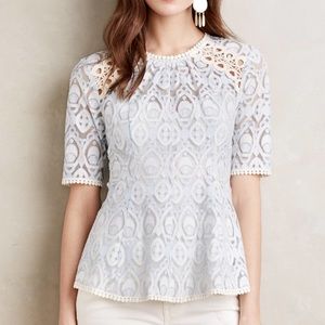 Anthropologie HD in Paris Blue Lace Blouse